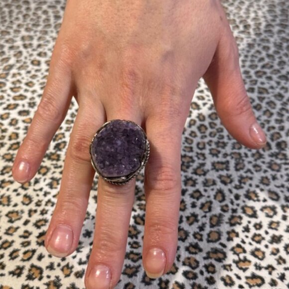 Amethyst Adjustable handcrafted Tibetan Ring! Beautiful Statement Ring! - Picture 3 of 8